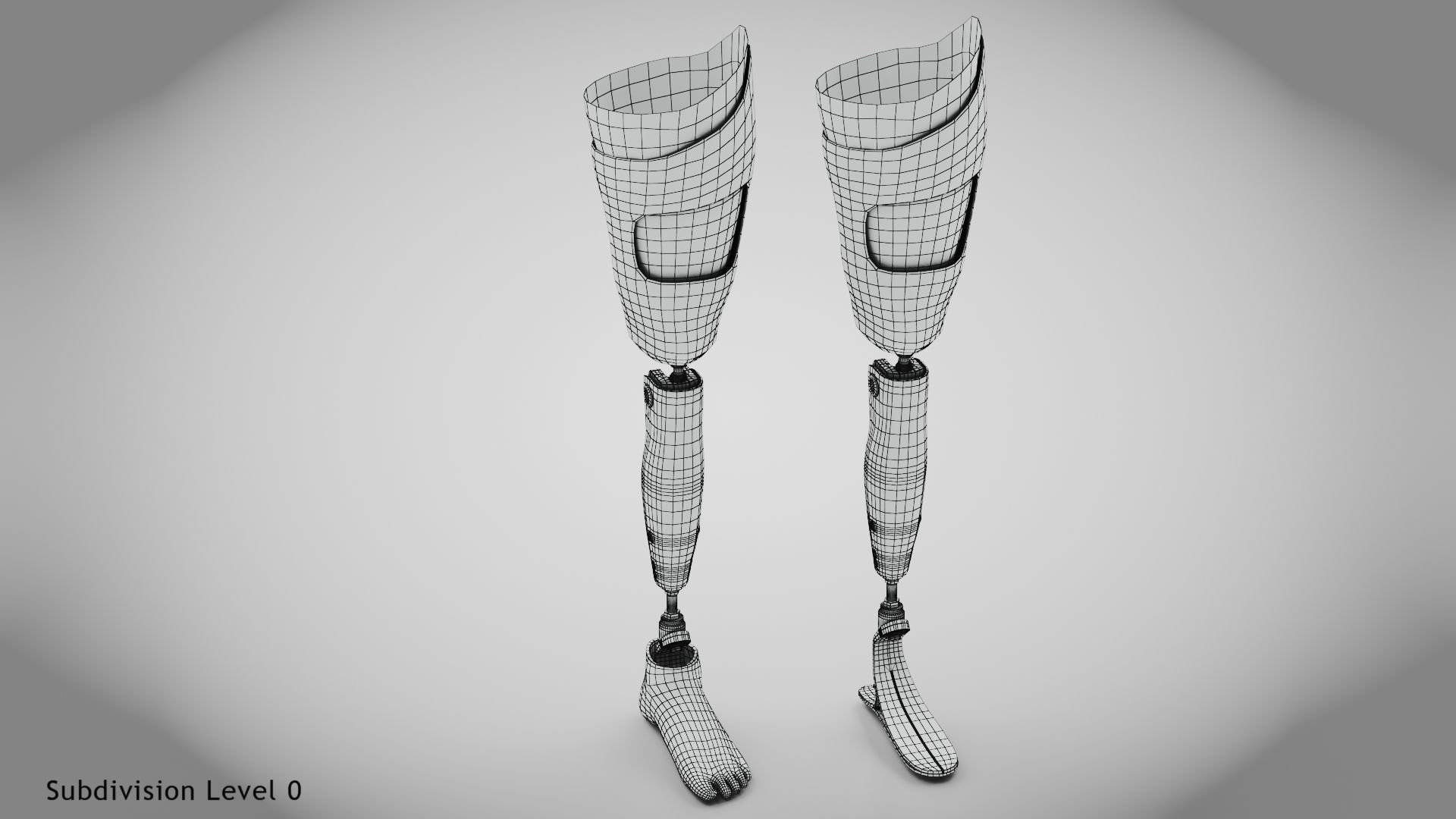 Above Knee Leg Prosthetics Low-poly 3D model_14