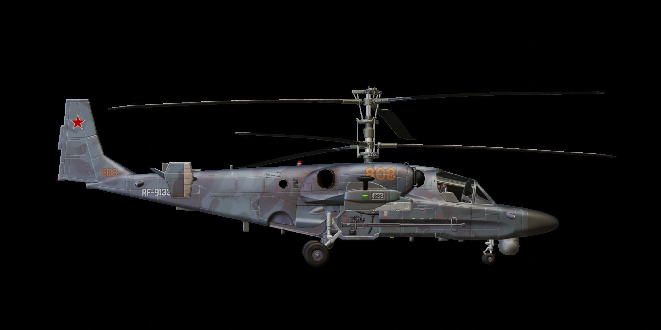 Kamov Ka-52 Low-poly 3D model_6