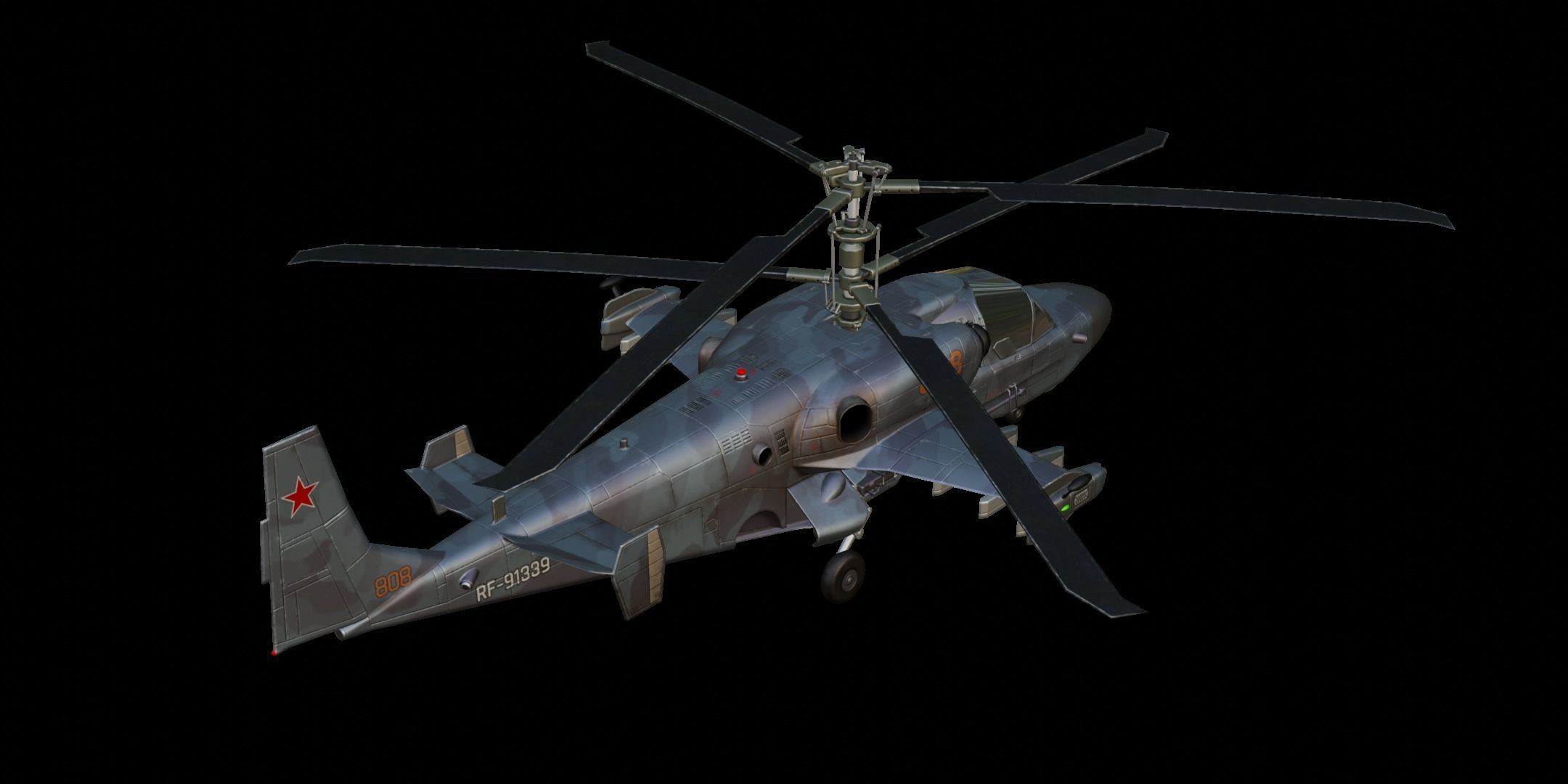Kamov Ka-52 Low-poly 3D model_1