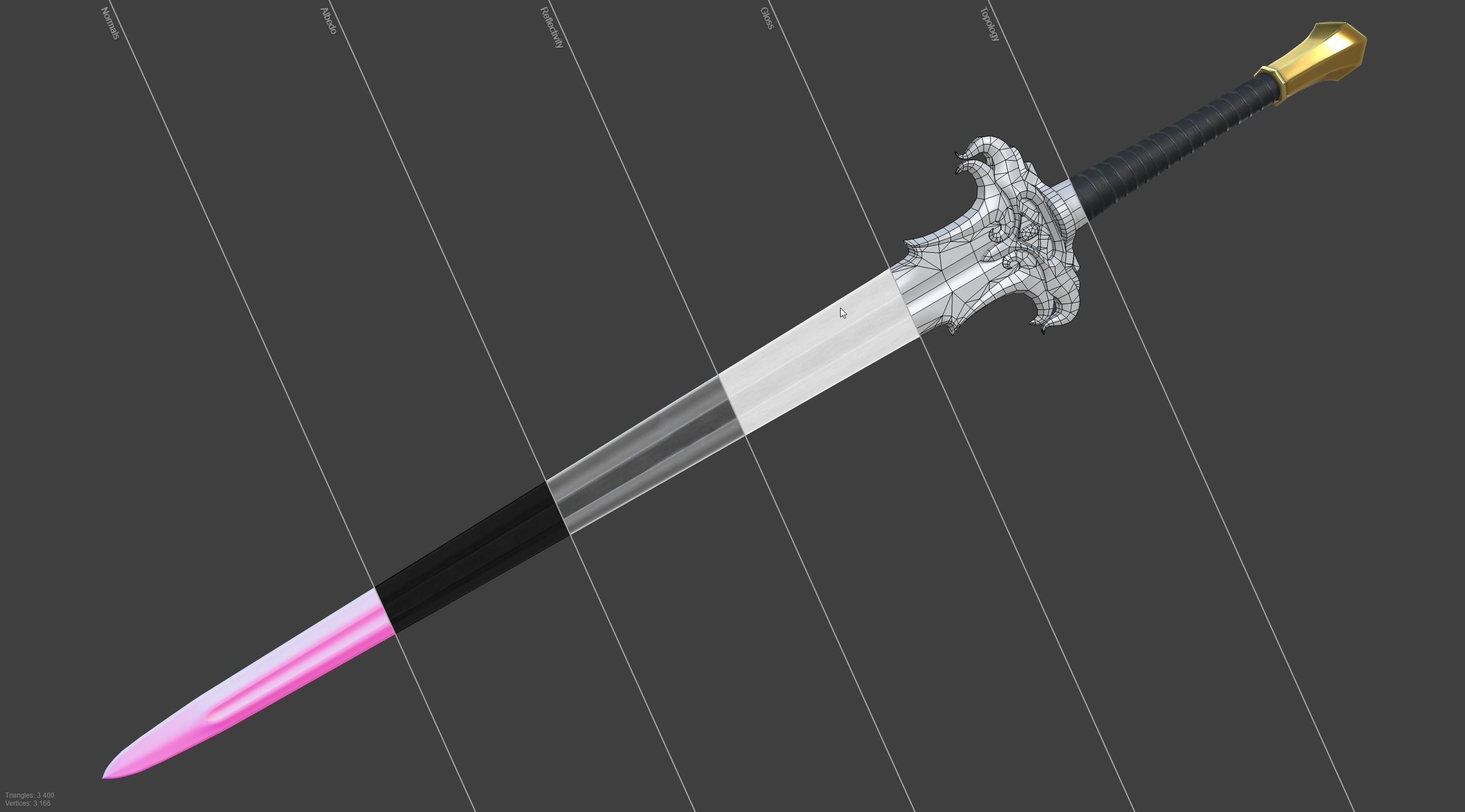Fantasy Sword Low-poly 3D model_3