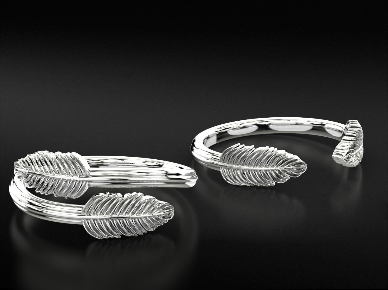 Delicate rings with wings two options 786 3D print model_3