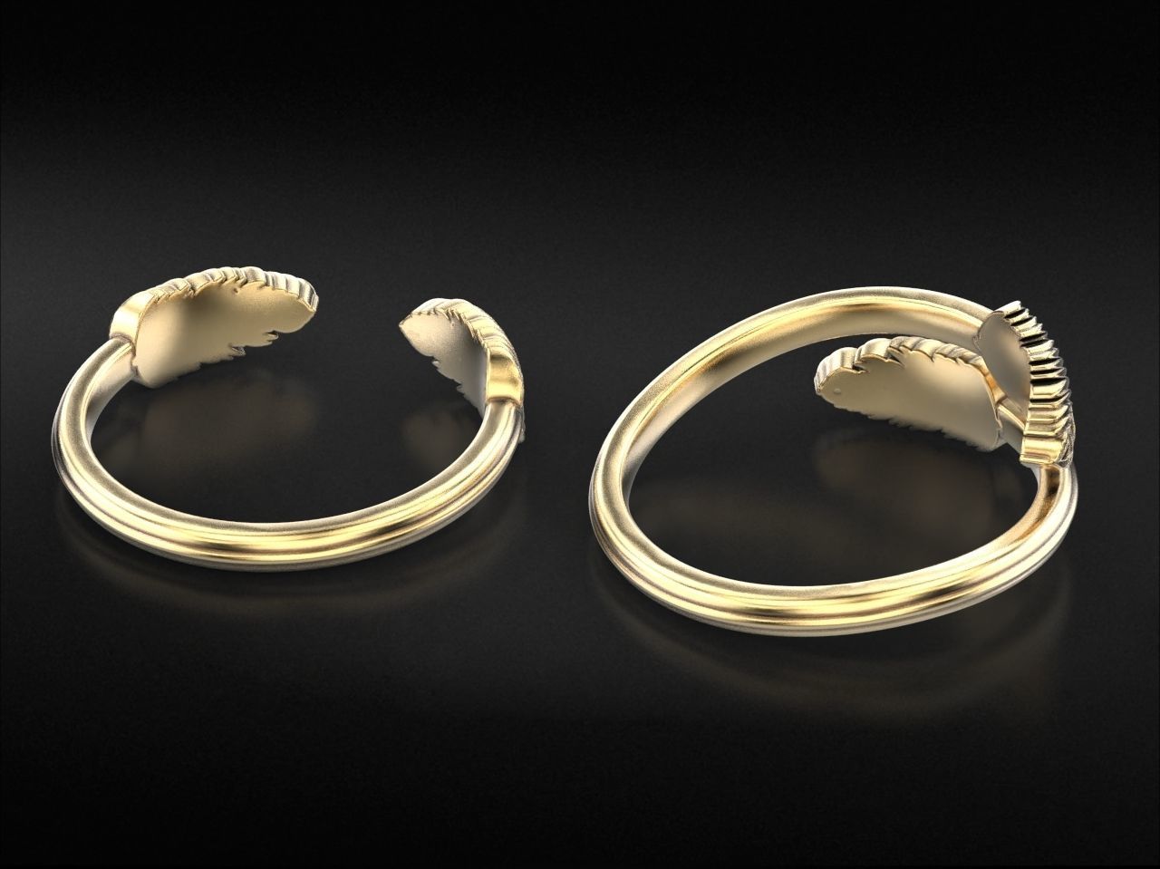 Delicate rings with wings two options 786 3D print model_7