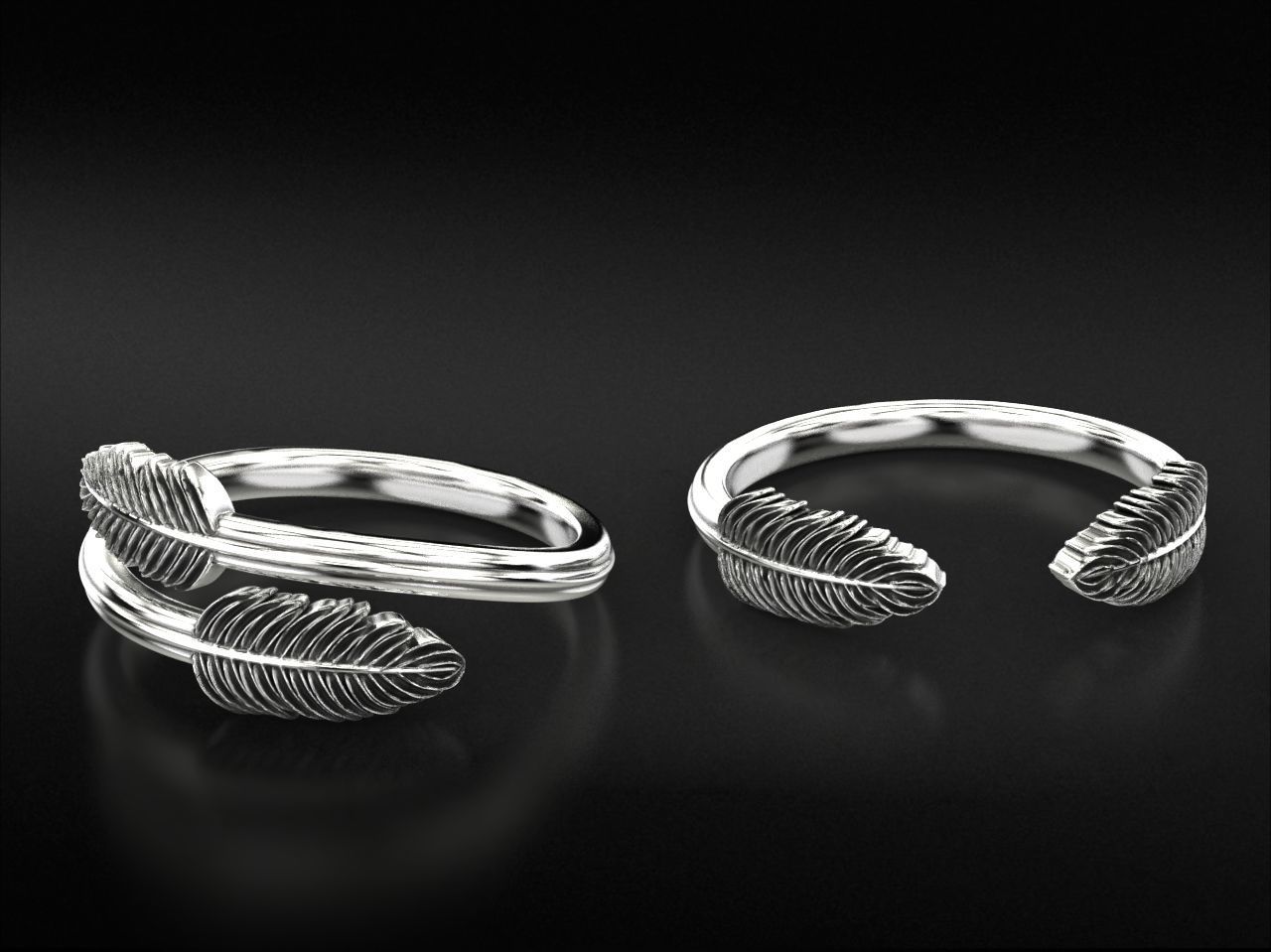Delicate rings with wings two options 786 3D print model_4