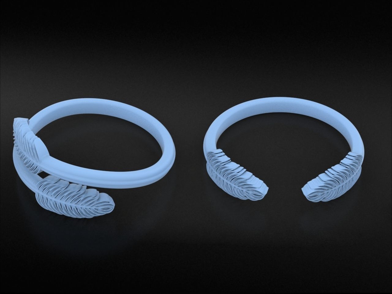 Delicate rings with wings two options 786 3D print model_9