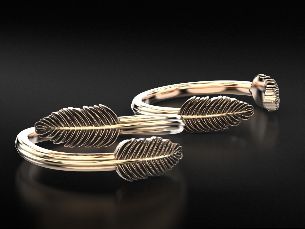 Delicate rings with wings two options 786 3D print model_5