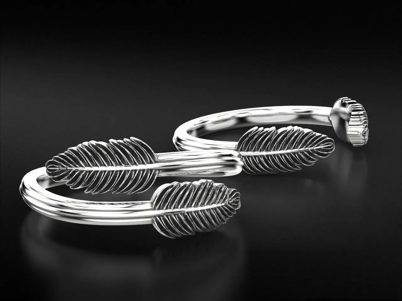 Delicate rings with wings two options 786 3D print model_0