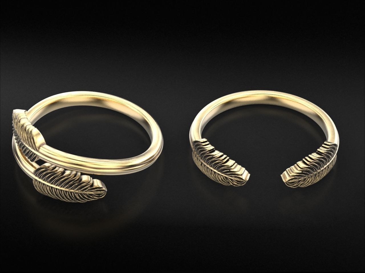 Delicate rings with wings two options 786 3D print model_8