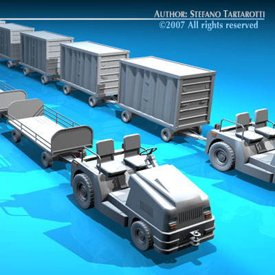 Airport baggage trailer 3D model_5