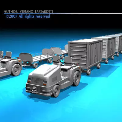 Airport baggage trailer 3D model_0