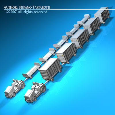 Airport baggage trailer 3D model_1