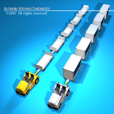 Airport baggage trailer 3D model_3