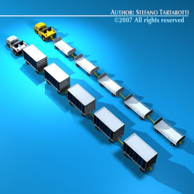 Airport baggage trailer 3D model_2