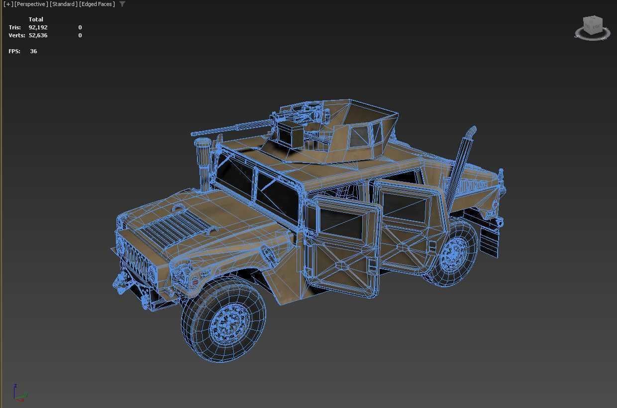 HMMWV Low-poly 3D model_10