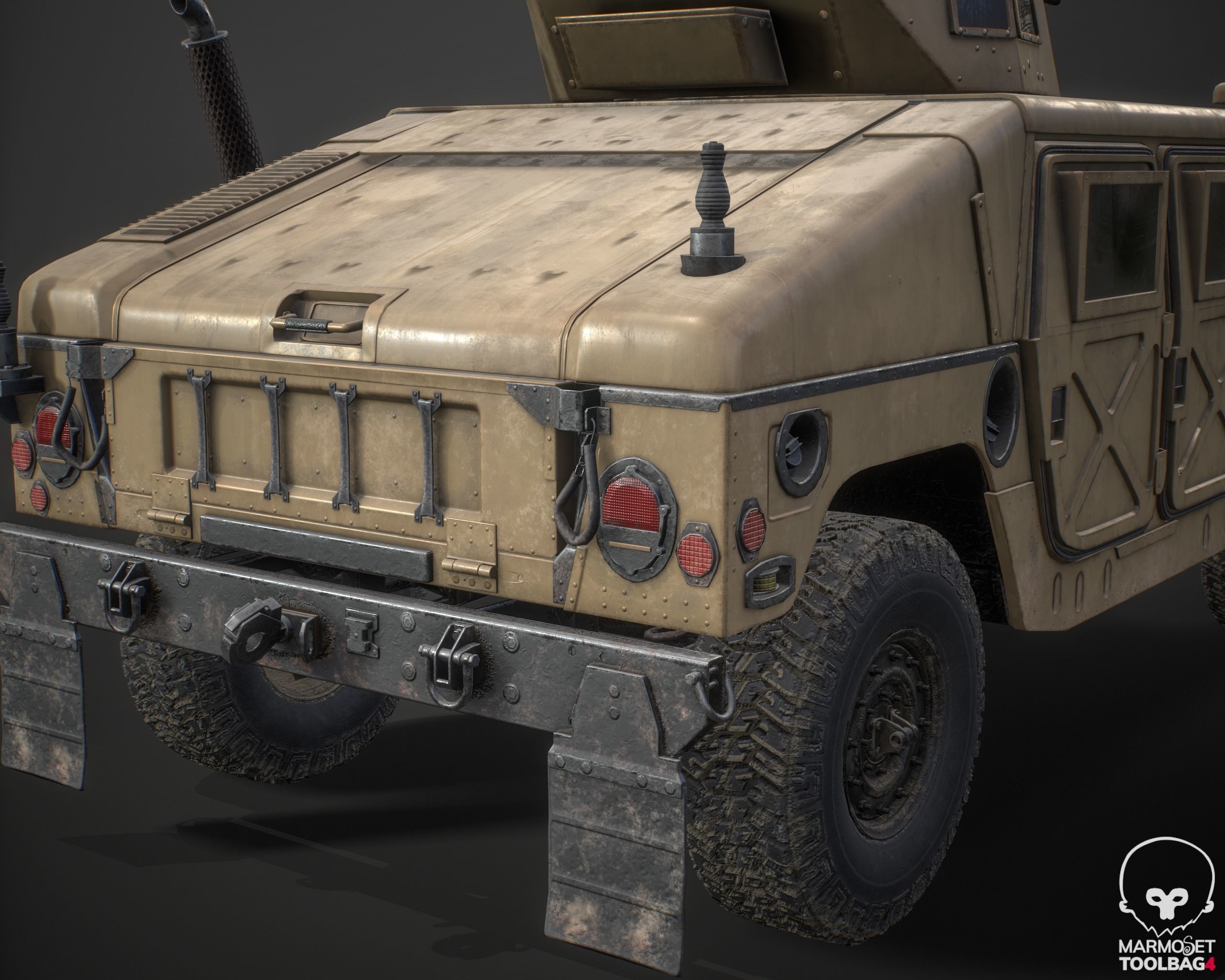 HMMWV Low-poly 3D model_4