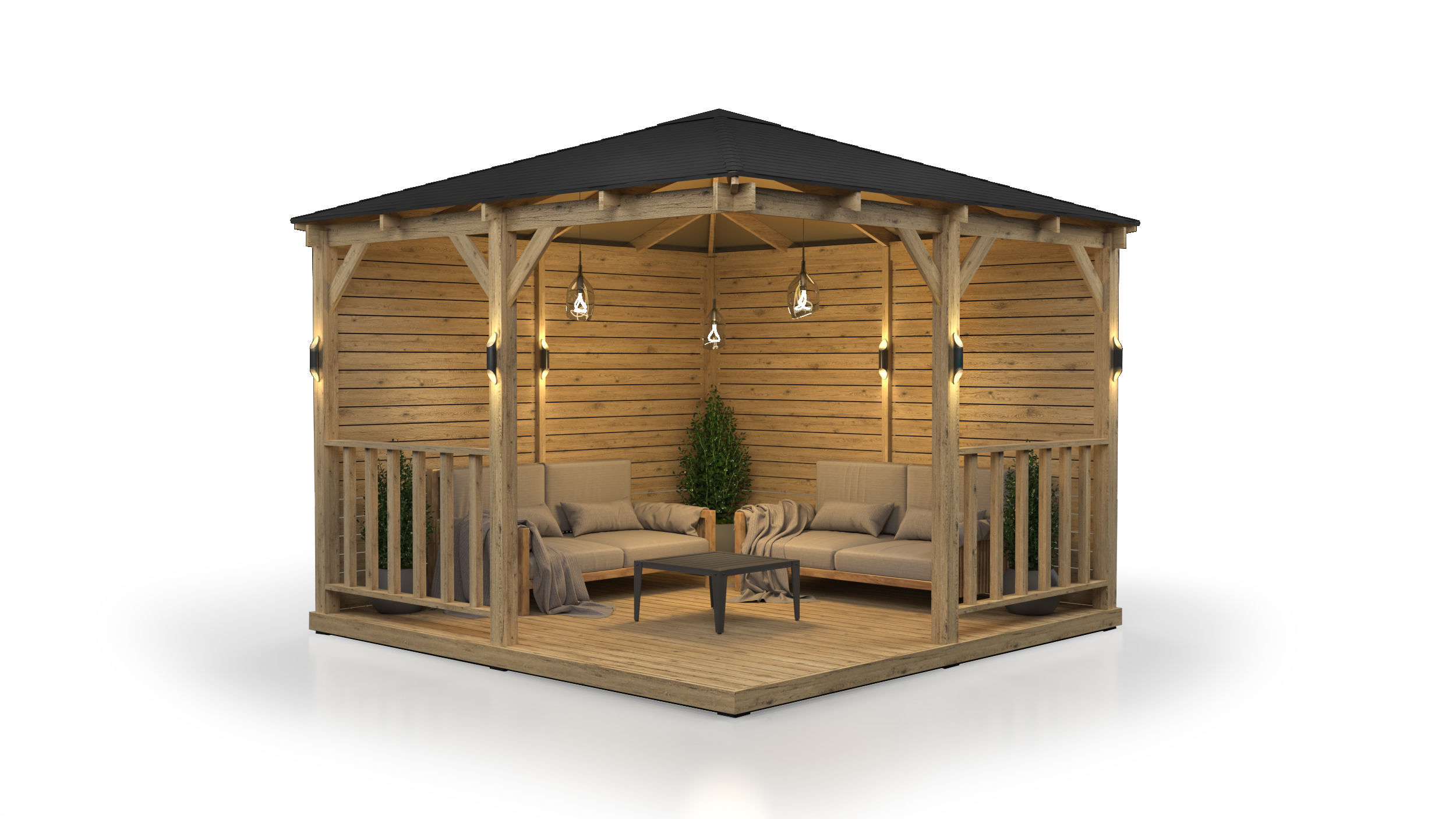 Wooden Gazebo 3D model_2