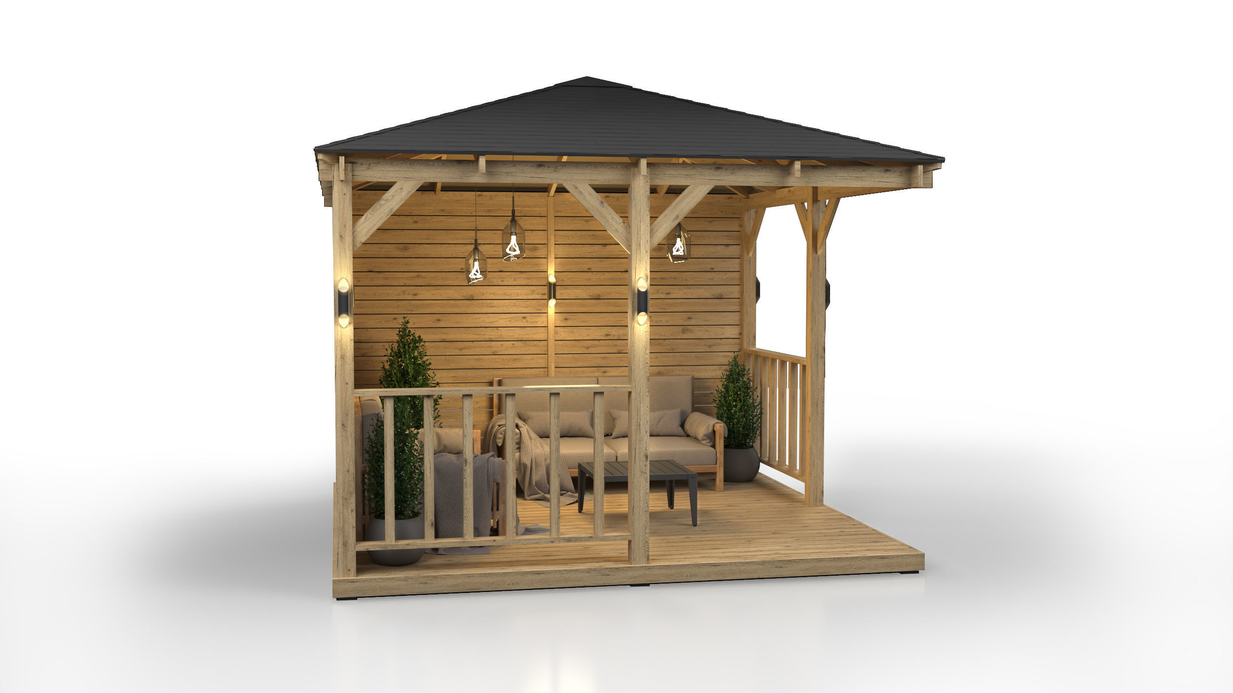 Wooden Gazebo 3D model_1