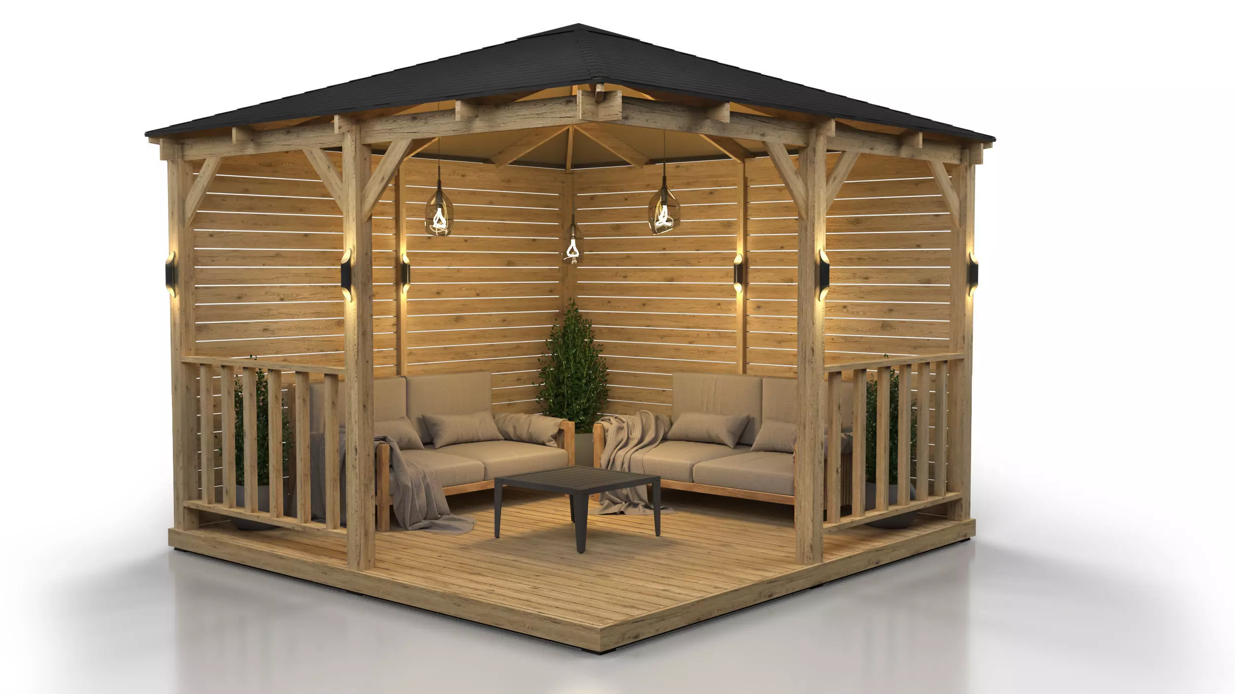 Wooden Gazebo 3D model_0