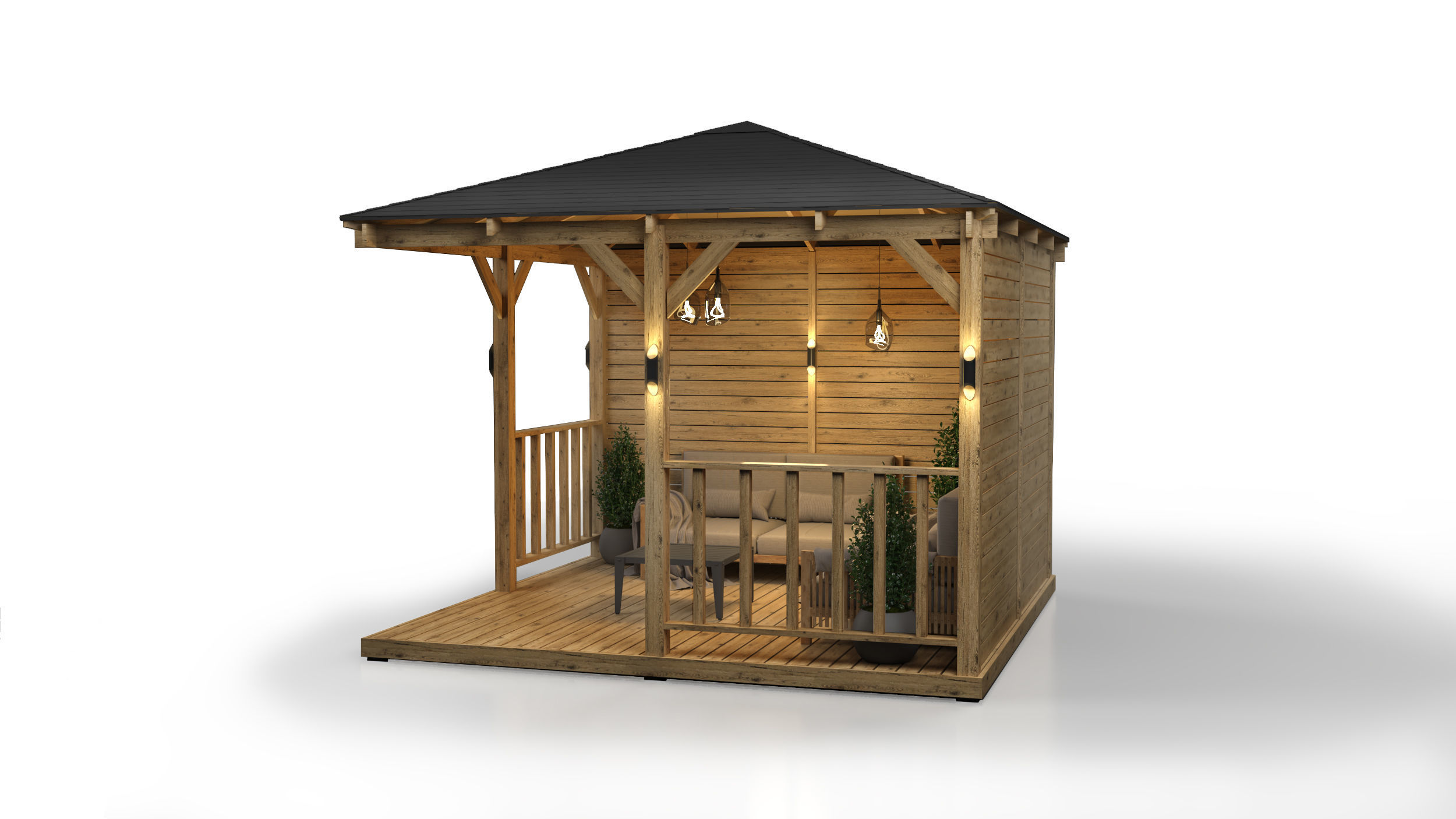 Wooden Gazebo 3D model_3