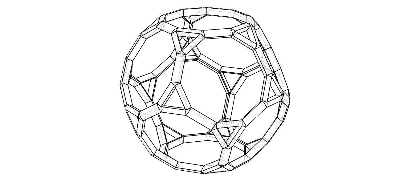 Wireframe Shape Truncated Dodecahedron 3D print model_3