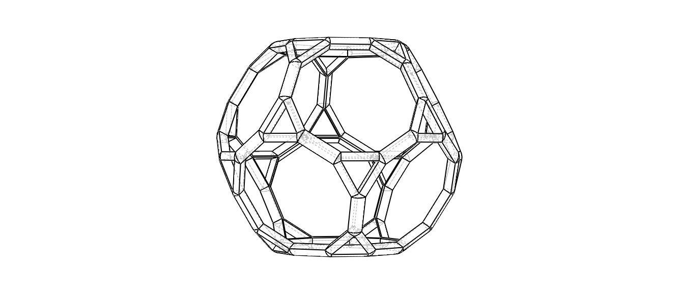 Wireframe Shape Truncated Dodecahedron 3D print model_35