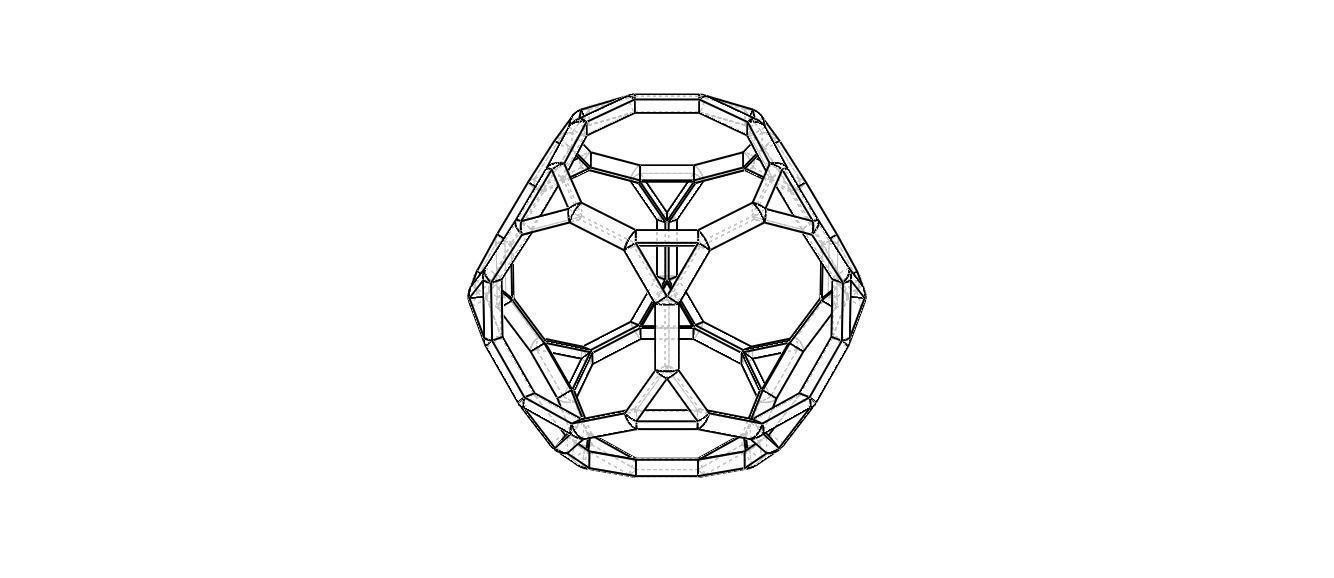 Wireframe Shape Truncated Dodecahedron 3D print model_19