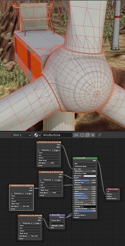 Windturbine H114m - H119m - H138m and Canyon Windfarm Scene 3D Model Collection_7