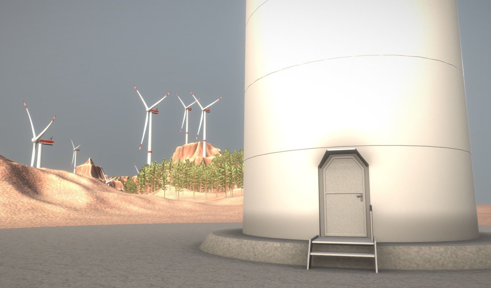 Windturbine H114m - H119m - H138m and Canyon Windfarm Scene 3D Model Collection_25