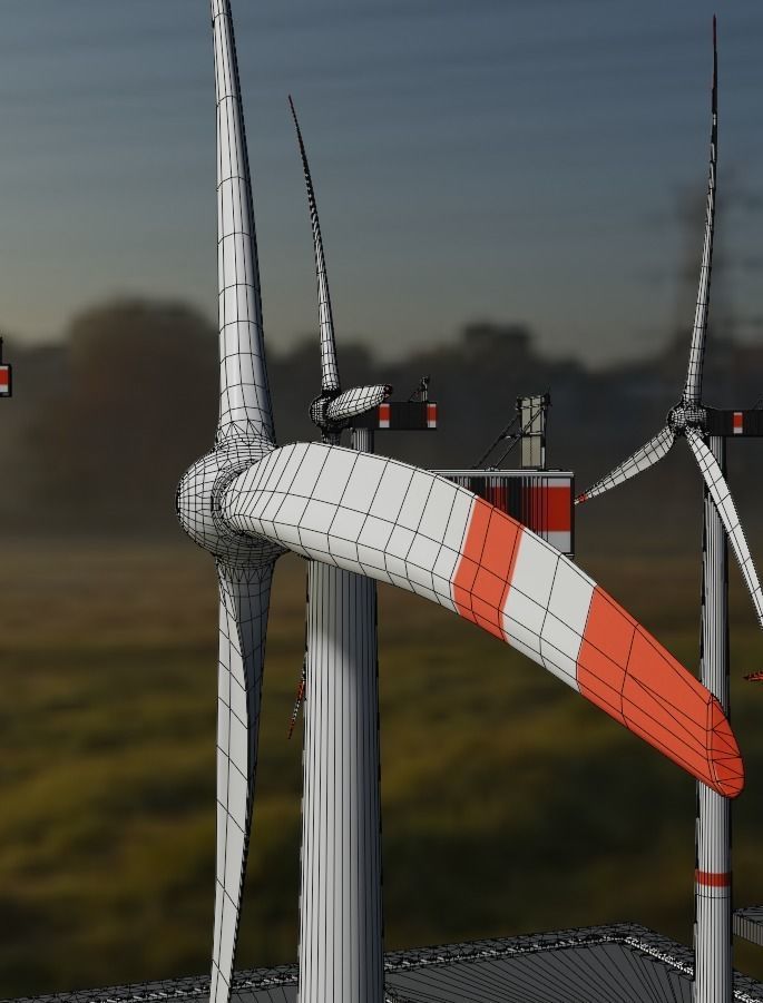 Windturbine H114m - H119m - H138m and Canyon Windfarm Scene 3D Model Collection_8