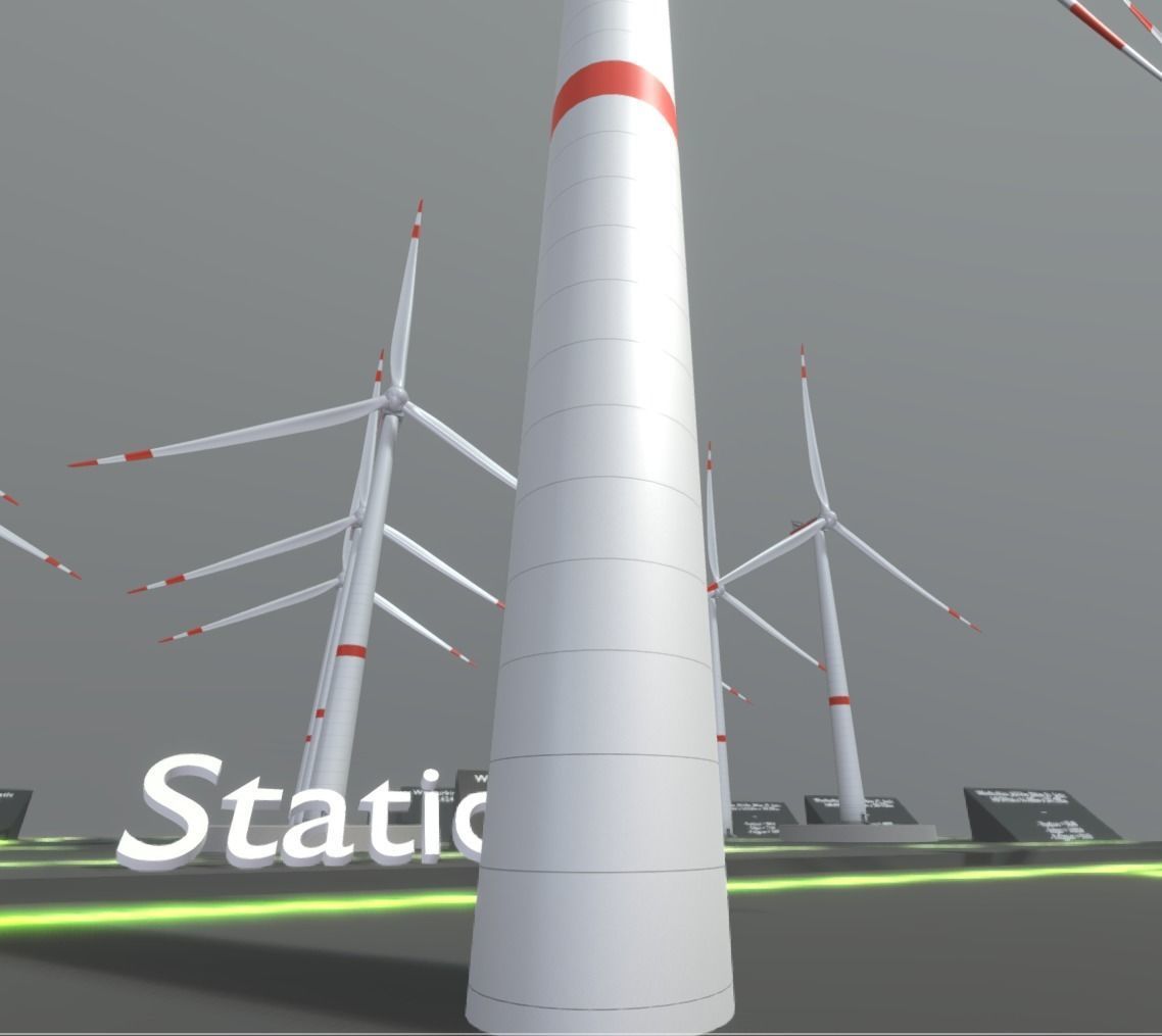 Windturbine H114m - H119m - H138m and Canyon Windfarm Scene 3D Model Collection_11