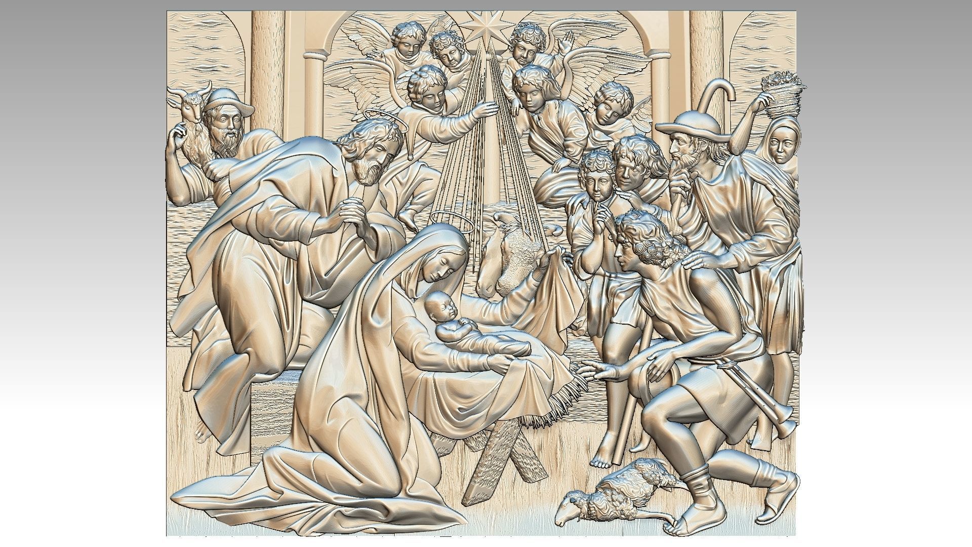 Christmas Child Jesus Virgin Mary Saint Joseph Noel Relief 2 3D print model_19