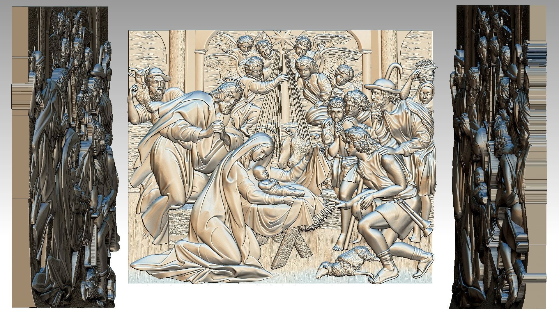 Christmas Child Jesus Virgin Mary Saint Joseph Noel Relief 2 3D print model_9