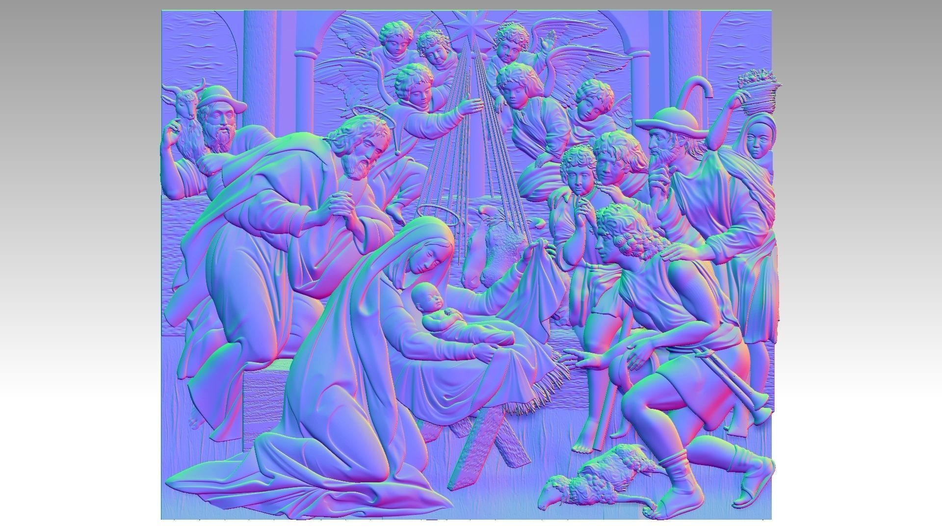 Christmas Child Jesus Virgin Mary Saint Joseph Noel Relief 2 3D print model_15