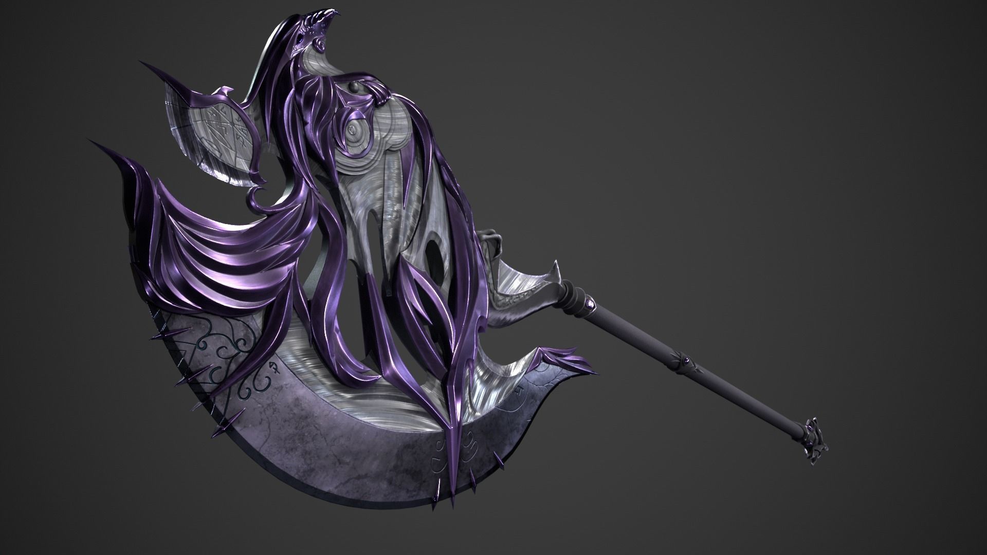 Fantasy Axe Low-poly 3D model_11