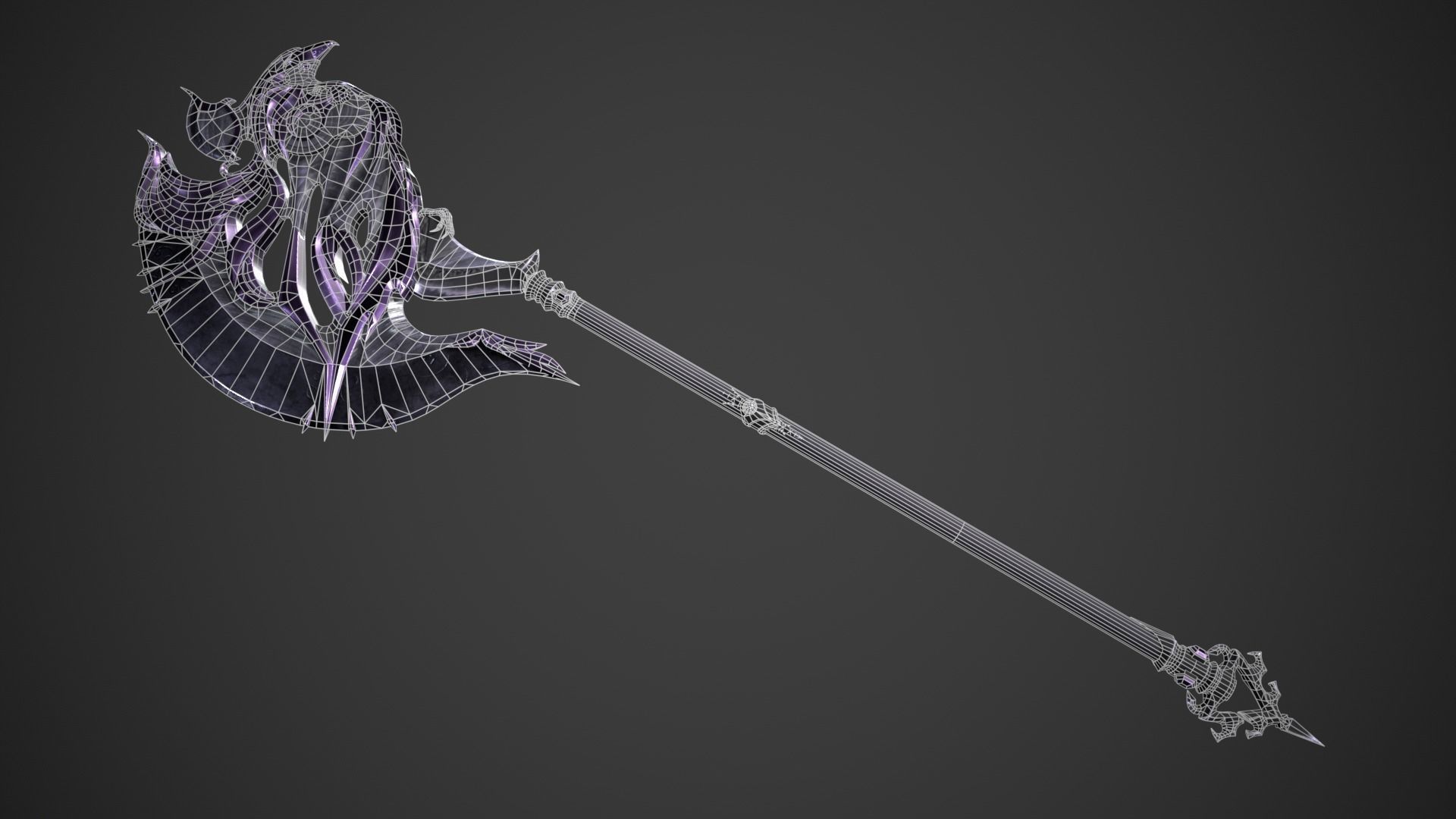 Fantasy Axe Low-poly 3D model_12