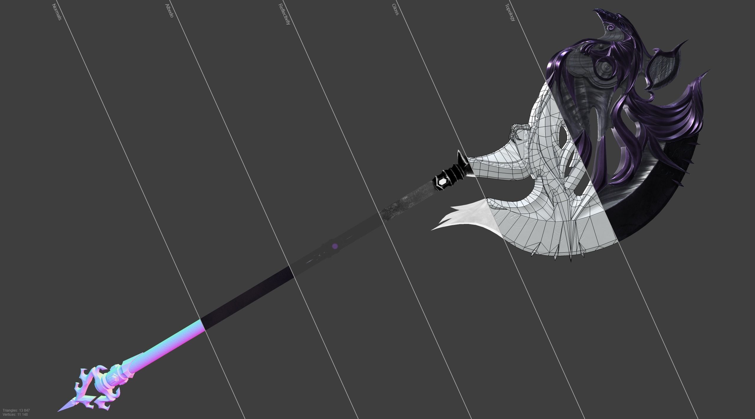 Fantasy Axe Low-poly 3D model_4