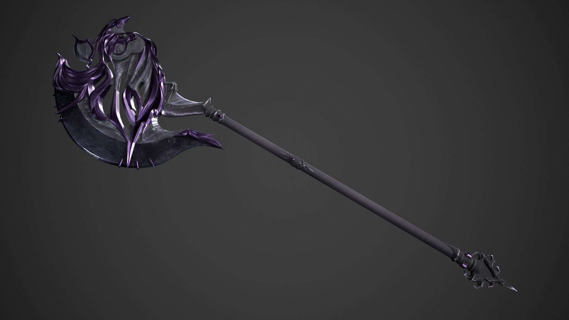 Fantasy Axe Low-poly 3D model_5