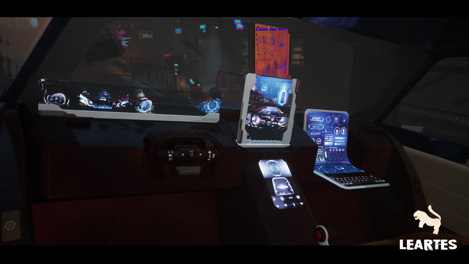 Driveable Animated Cyberpunk Futuristic Vehicles Set  Low-poly 3D model_7