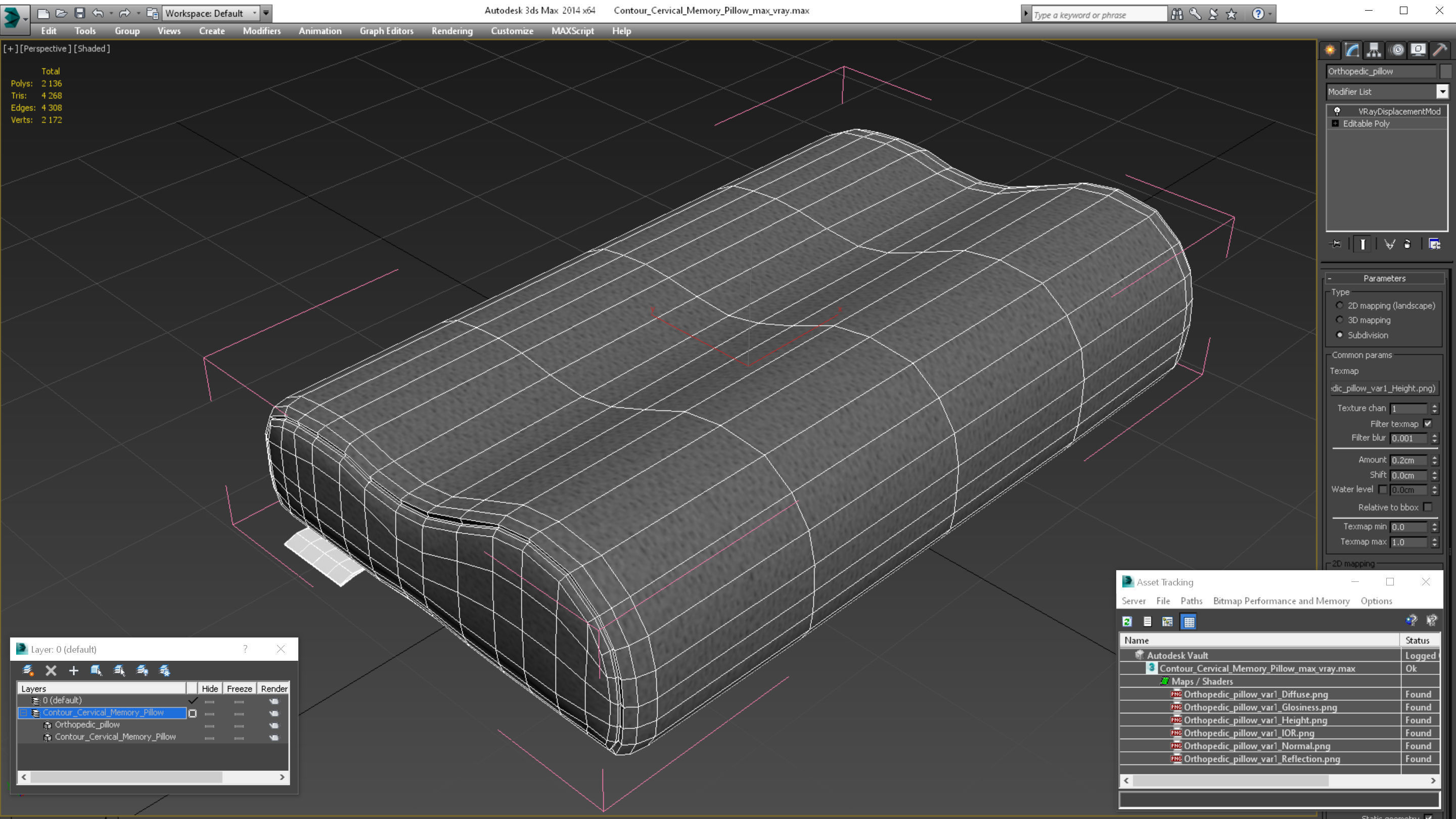 Contour Cervical Memory Pillow 3D model_25
