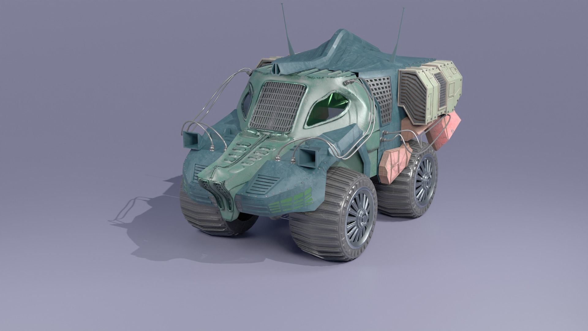LOWPOLY CROCODILE CAR  Low-poly 3D model_1