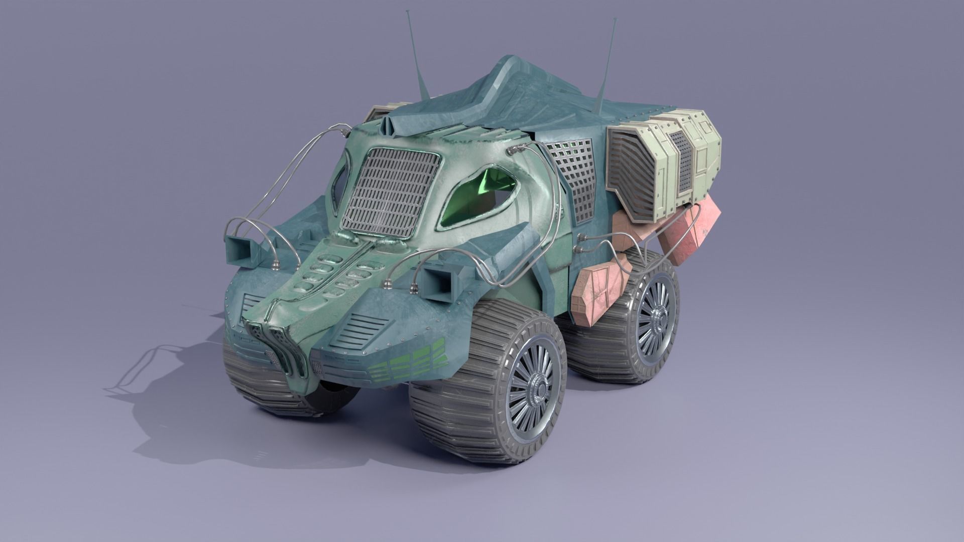 LOWPOLY CROCODILE CAR  Low-poly 3D model_3