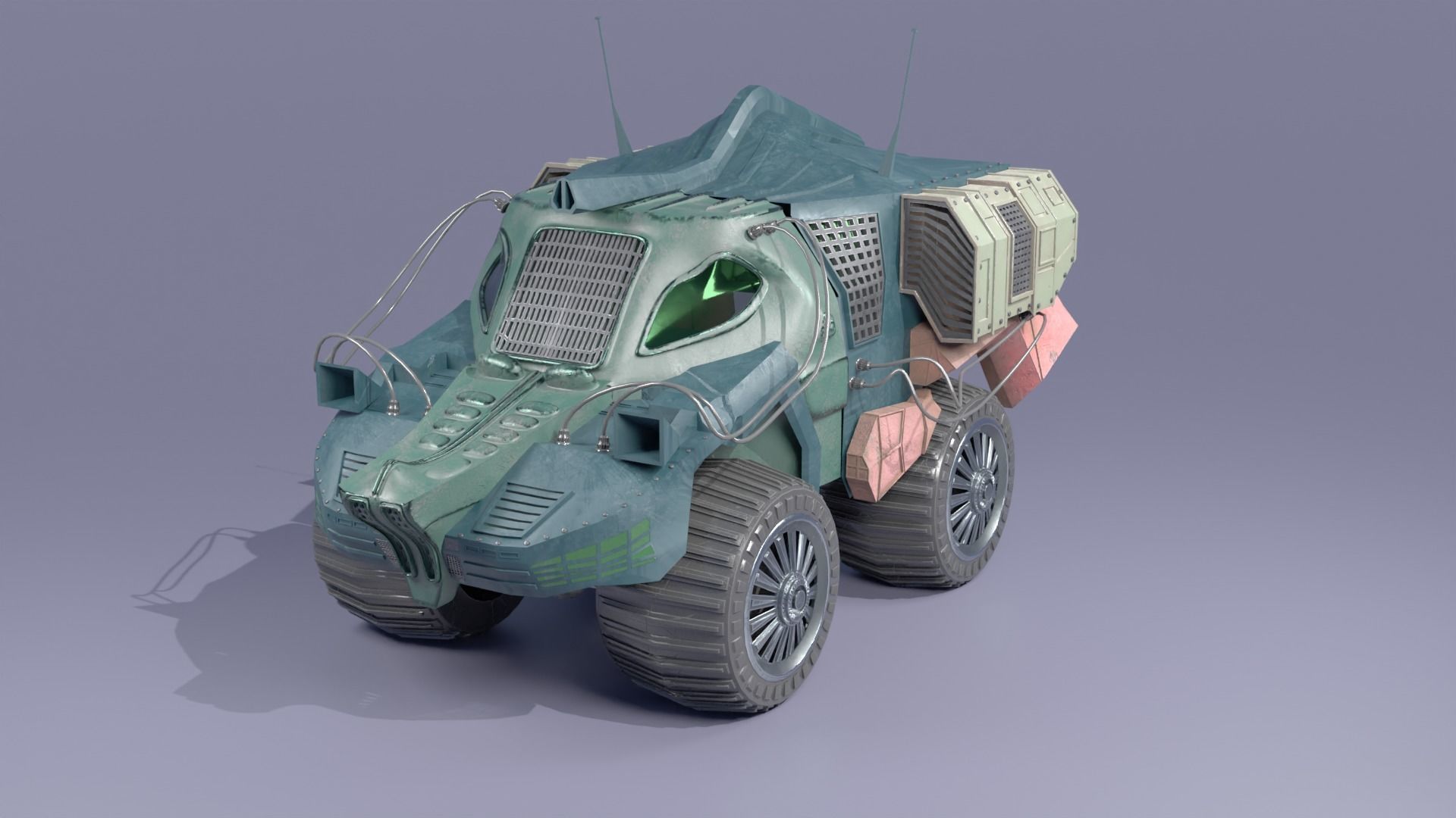LOWPOLY CROCODILE CAR  Low-poly 3D model_5
