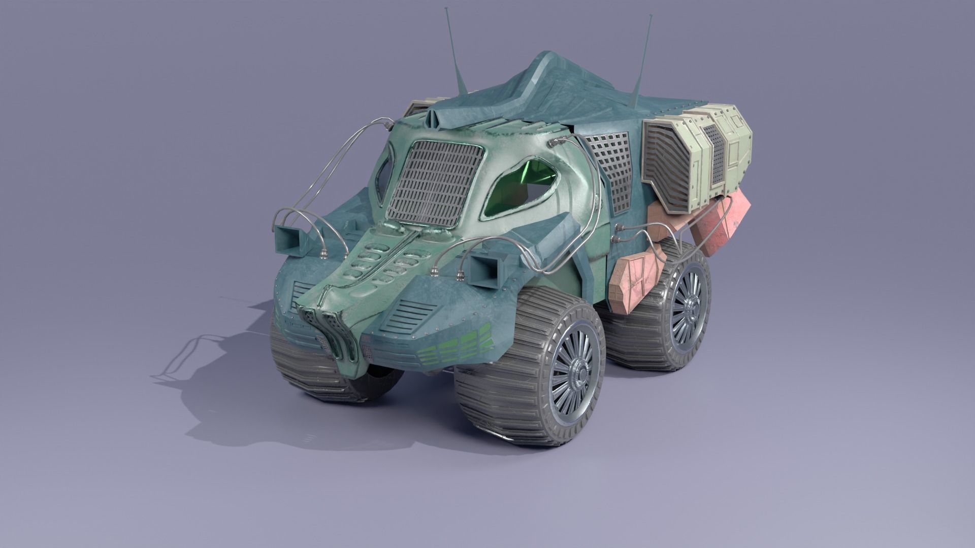LOWPOLY CROCODILE CAR  Low-poly 3D model_2