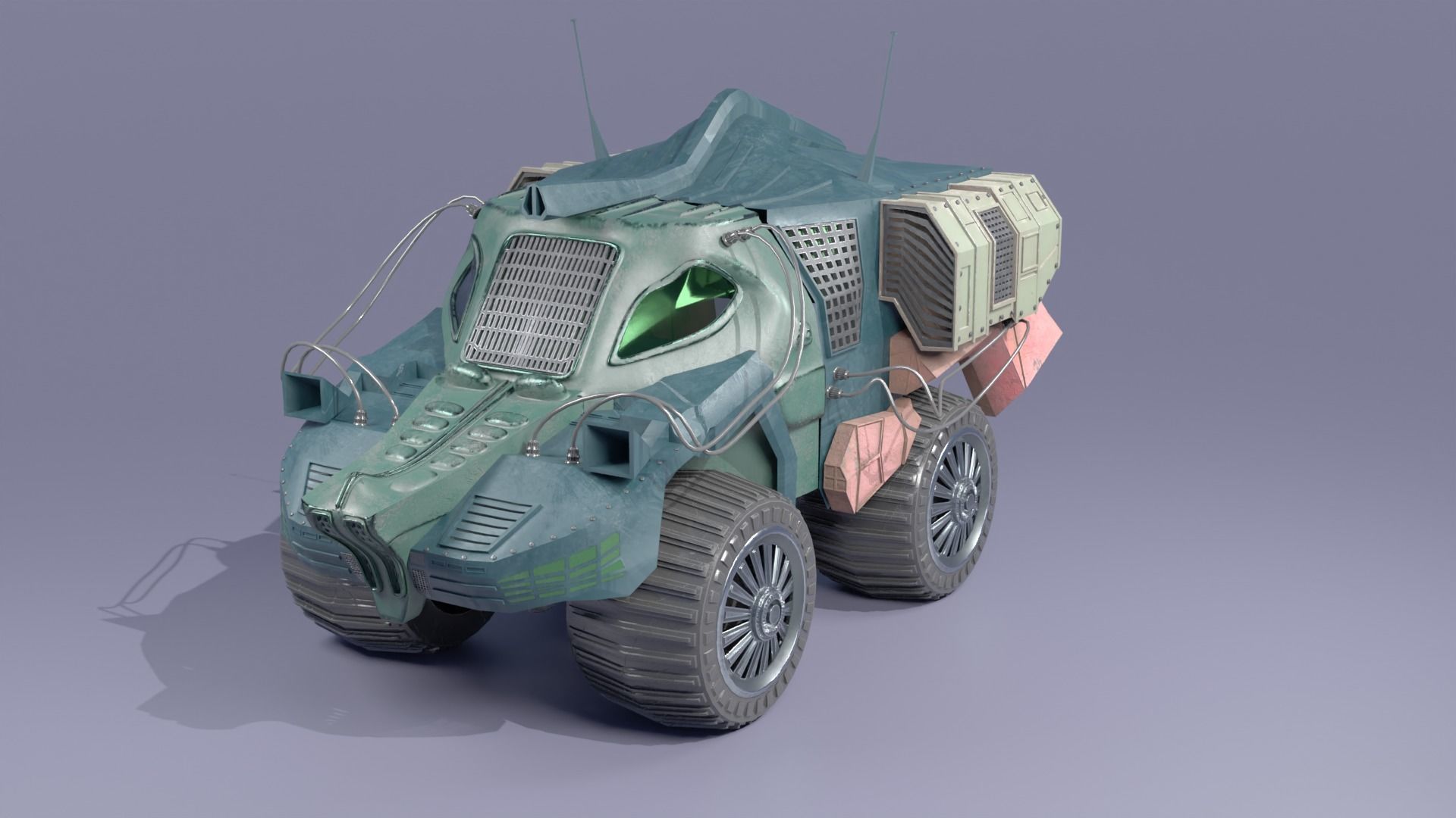 LOWPOLY CROCODILE CAR  Low-poly 3D model_6