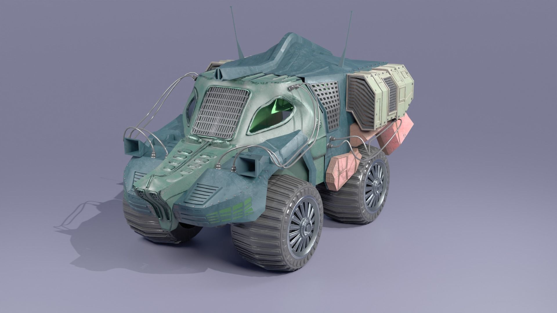 LOWPOLY CROCODILE CAR  Low-poly 3D model_4