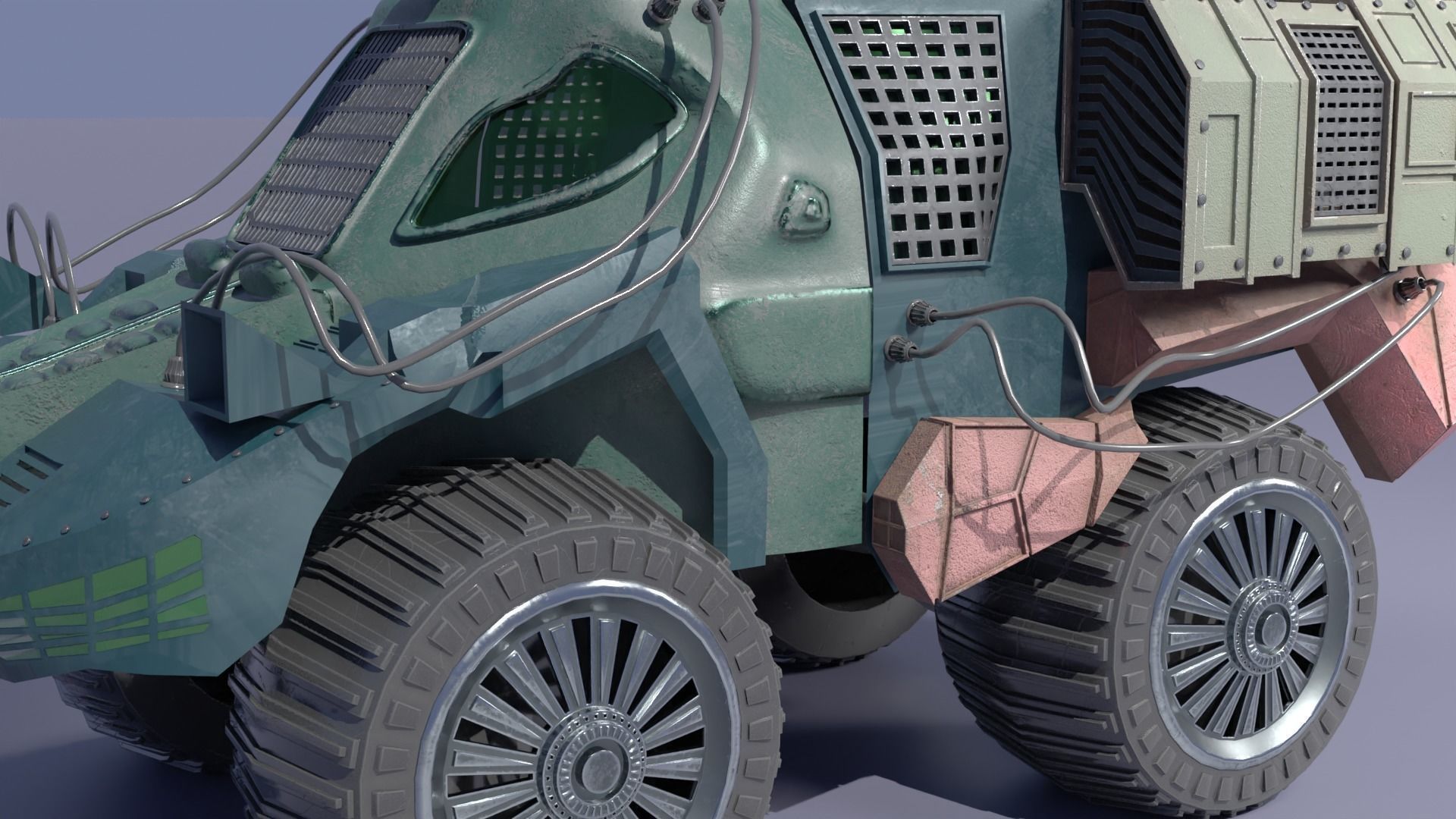 LOWPOLY CROCODILE CAR  Low-poly 3D model_7