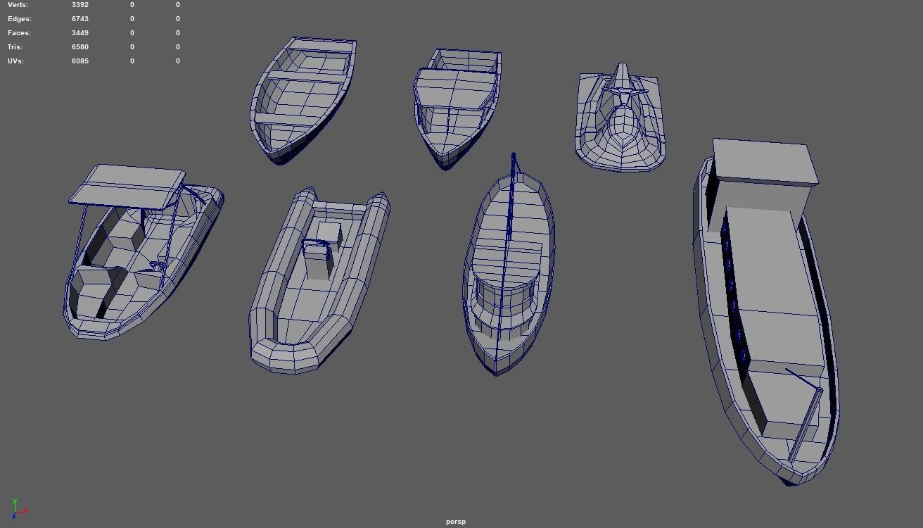 Low Poly Boats Pack 01 Low-poly 3D model_6