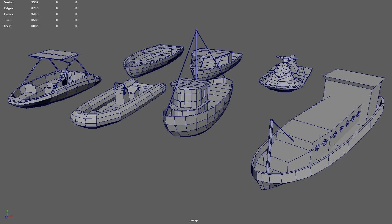 Low Poly Boats Pack 01 Low-poly 3D model_3