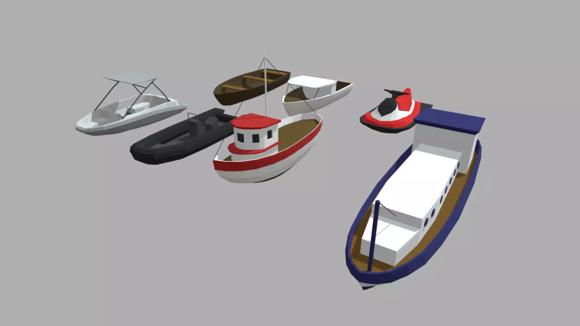 Low Poly Boats Pack 01 Low-poly 3D model_0