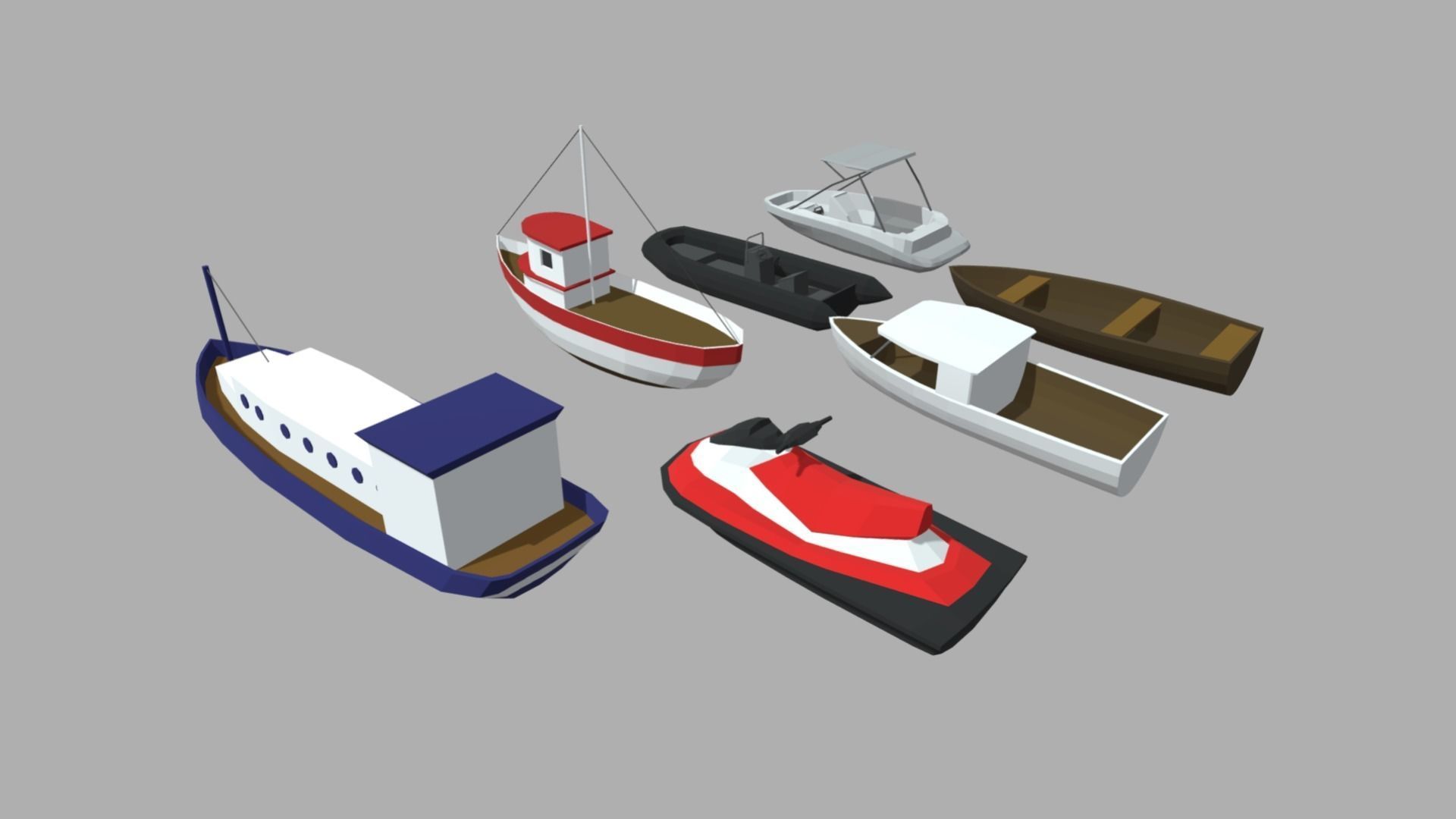 Low Poly Boats Pack 01 Low-poly 3D model_2