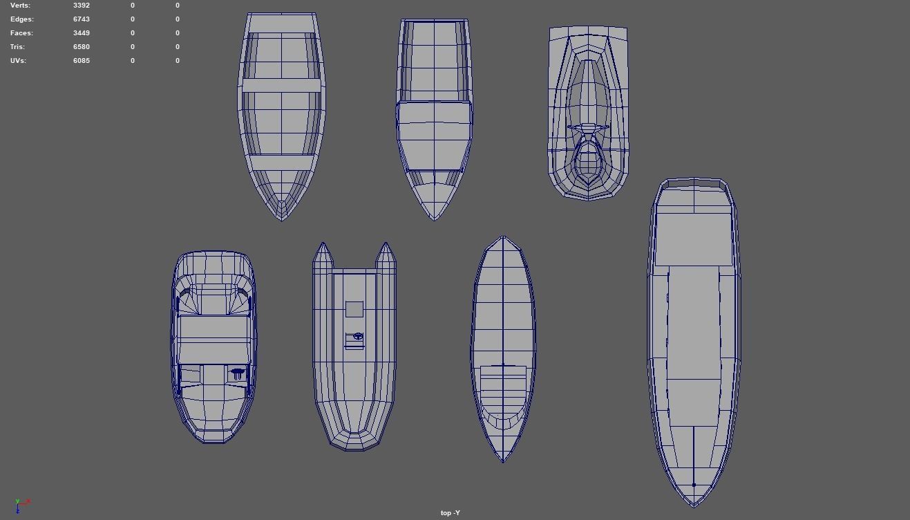 Low Poly Boats Pack 01 Low-poly 3D model_4